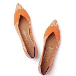 🆕️ Rothy’s Sherbet Orange and White (Retired) The Point Flats Shoes 11.5 Preppy